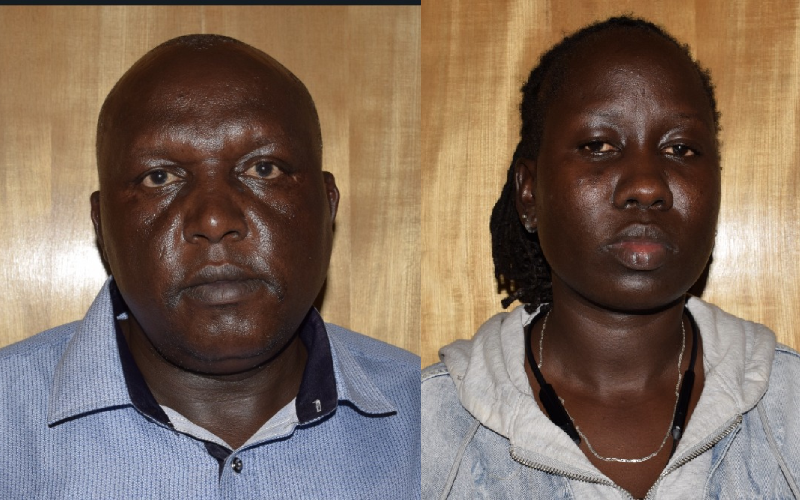 Arrested Police constables  Raphael Nzioka and Nancy Kerubo.